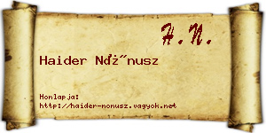Haider Nónusz névjegykártya